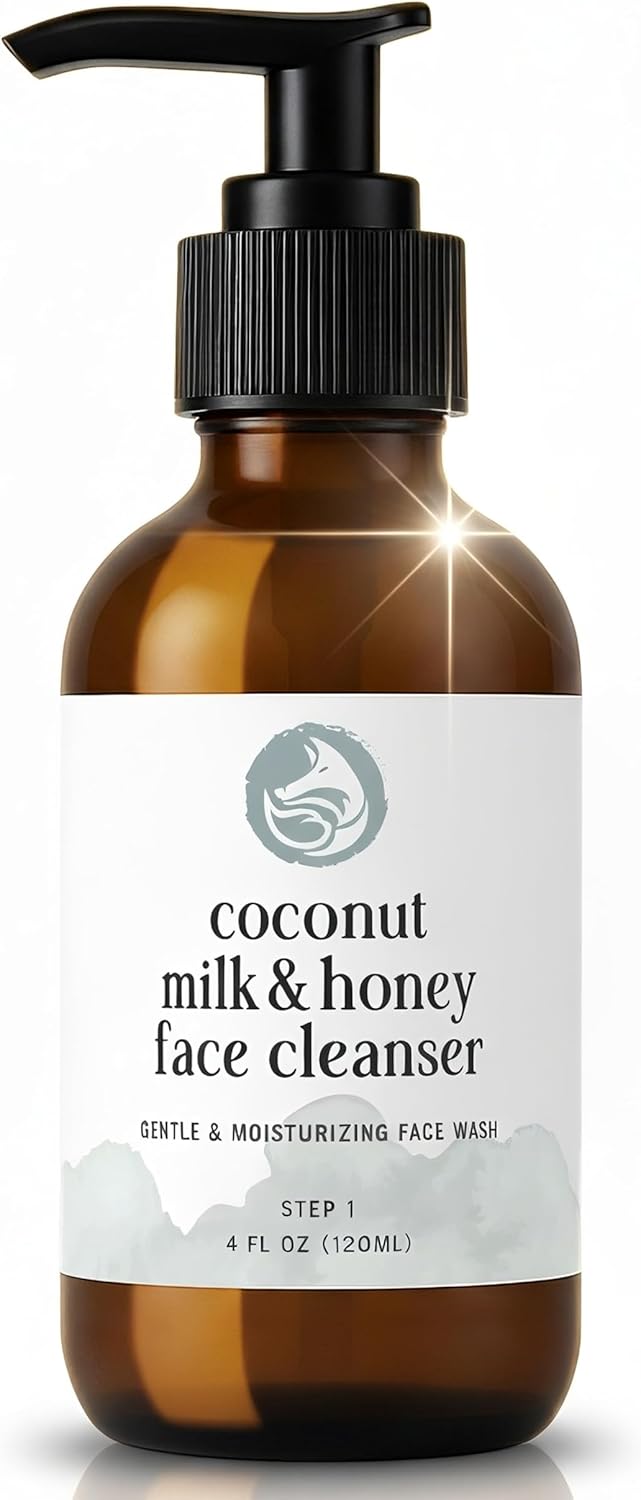 Coconut Milk & Honey Face Wash 4 fl oz – Gentle Hydrating Cleanser for Sensitive to Dry Skin | Fragrance-Free, Non-Drying Formula with Aloe & Jojoba | Ideal for Redness, Dryness & Daily Makeup Removal