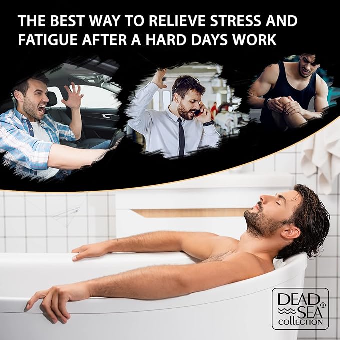 Dead Sea Collection Bath Salts for Men with Amberwood Oil - Muscle Recovery Bath Soak – Mens Pure Dead Sea Salt for Soothing and Relaxing - 37 Oz