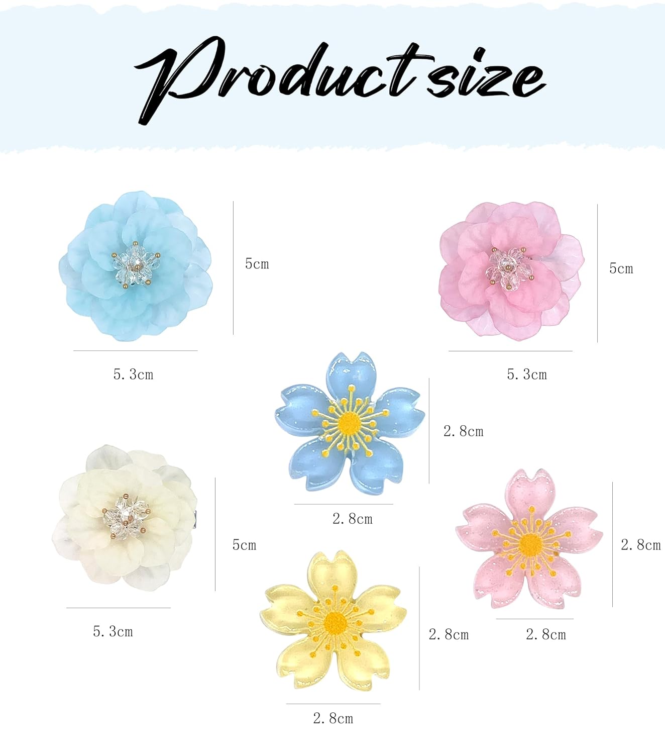 15PCS cherry blossom hair clip & 3PCSCamellia Flower y2k Hair Clips Set - Pink Blue Yellow Hard Floral Barrettes, Dainty Wedding Party Birthday Accessories Cute Flower Hair Clip for Women Girls