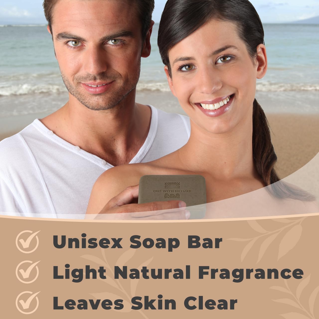 One With Nature Dead Sea Mud Soap 4oz 3-Pack – Purifying and Exfoliating Soap Bar with Dead Sea Salt Minerals for Face & Body, for Men & Women, Unscented