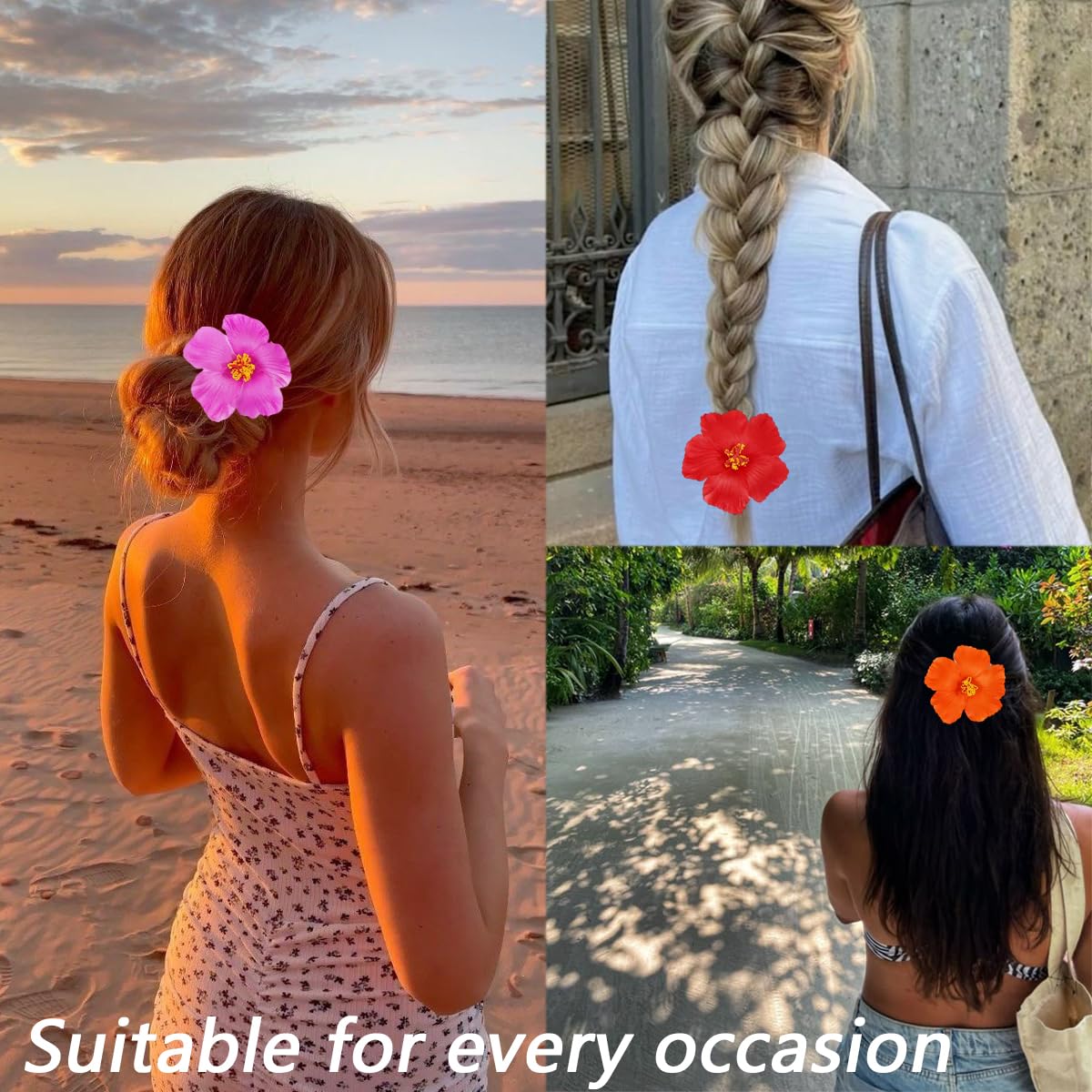 4Pcs Hawaiian Flower Hair Clips For Women Hibiscus Flower Hair Barrettes Alligator Clip Spring Plumeria Hair Accessories Clip Hawaii Party Decorations For Summer Beach Vacation Hair Styling Designs