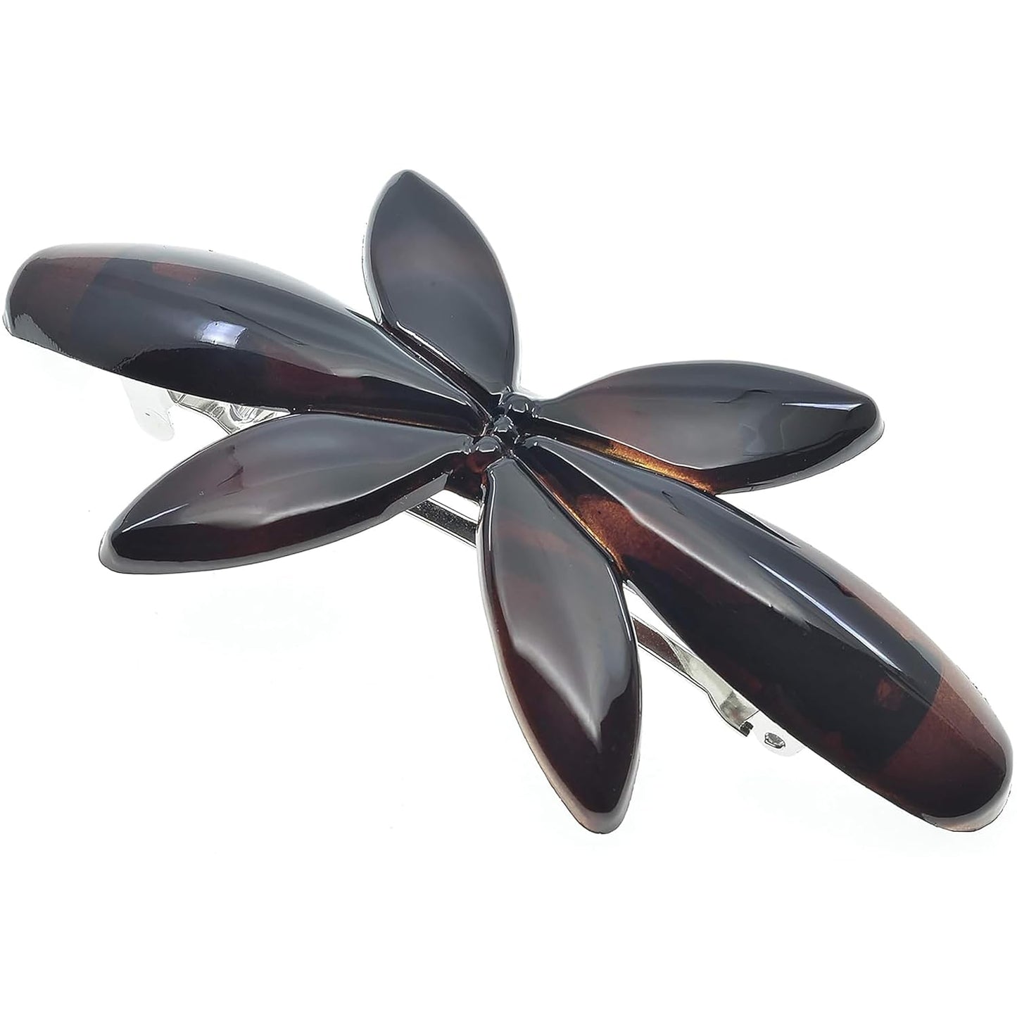 Camila Paris CP2426 French Hair Barrette Clip for Girls Flower, Tortoise Automatic Clasp Strong Hold Grip Hair Clips for Women, No Slip and Durable Styling Girls Hair Accessories, Made in France