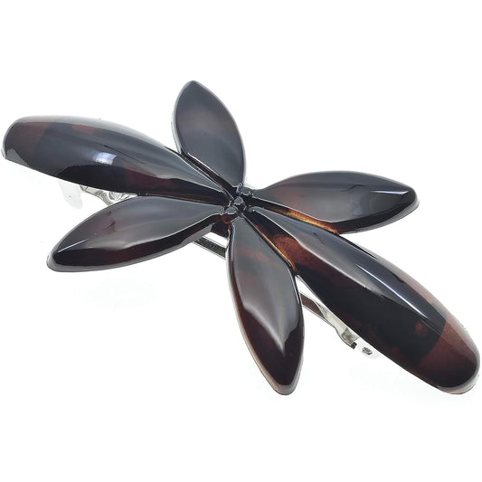 Camila Paris CP2426 French Hair Barrette Clip for Girls Flower, Tortoise Automatic Clasp Strong Hold Grip Hair Clips for Women, No Slip and Durable Styling Girls Hair Accessories, Made in France