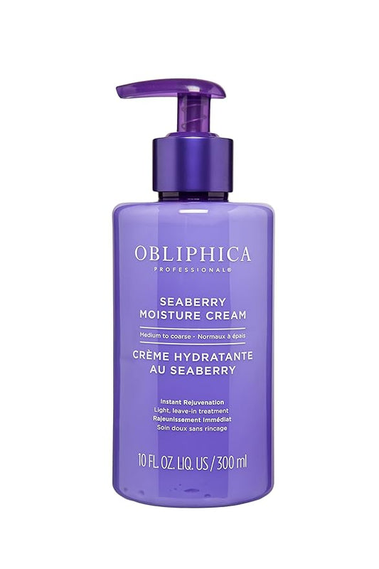 Obliphica Seaberry Leave In Moisture and Styling Cream for Women - Anti-Frizz Control, Normal Hair Products, Damaged Repaired Hair - Hair Mask & Treatment for Protecting Hair & Scalp - 10 Fl Oz