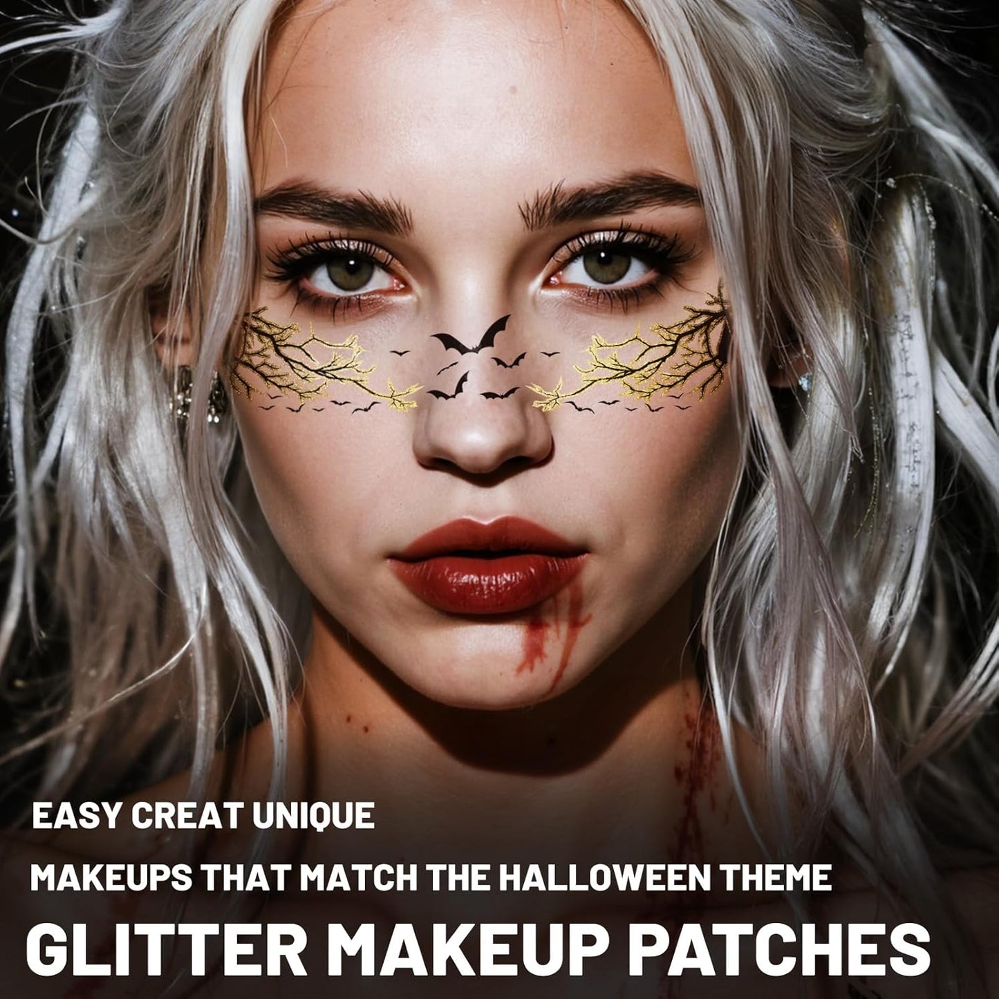 12 Sheets Halloween Face Temporary Tattoo, Ghost Skull Witch Bat Spider Pumpkin Rose Waterproof Fake Tattoos Face Makeup Freckles Patches For Women Girls Halloween Festival Party Supply