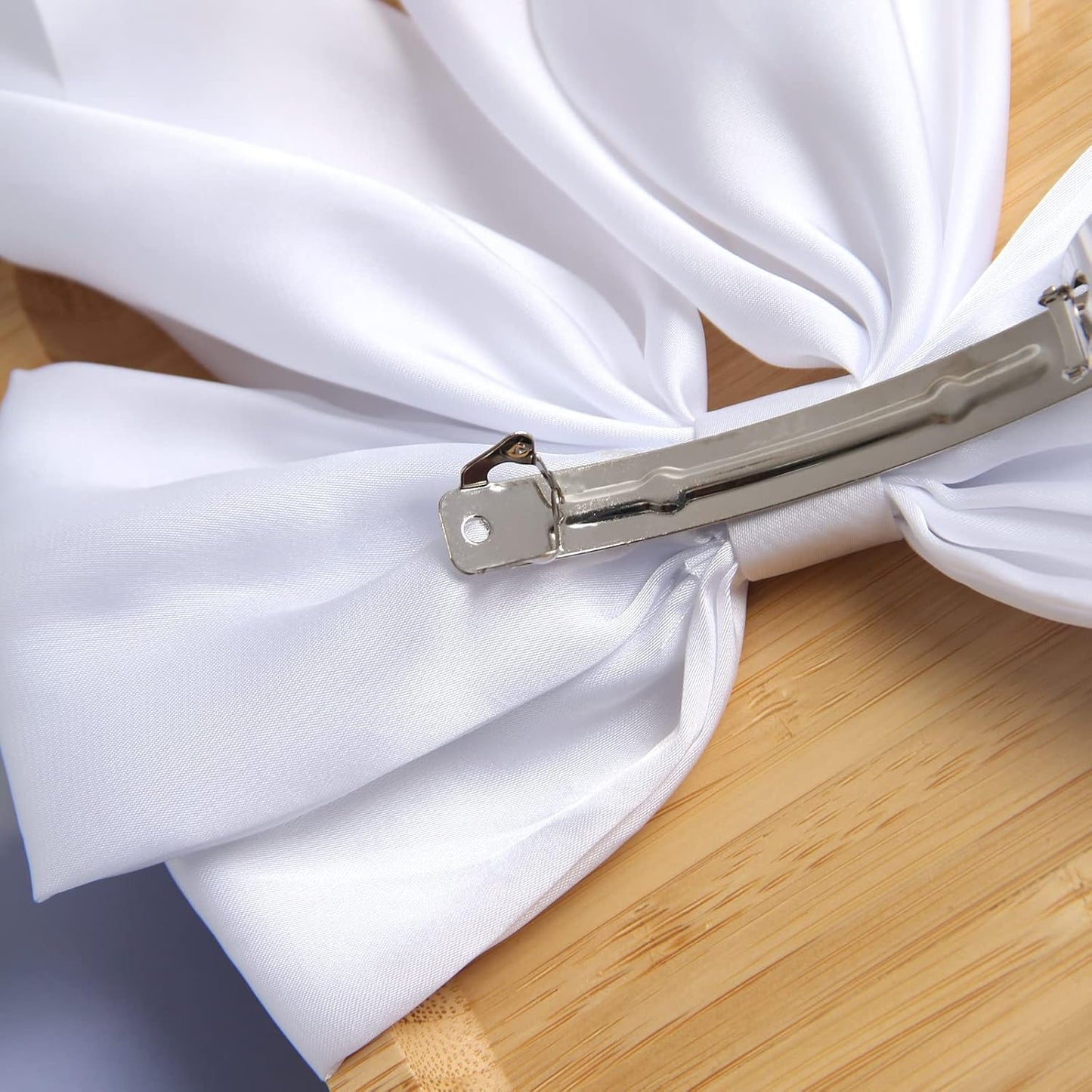 SUSULU Large Hair Bow Clips for Women Red Hair Bow White Hair Bow Slides for Girls Satin Hair Barrettes with Long Ribbon Tail,Wedding Birthday Women Hair Accessories Pack of 2