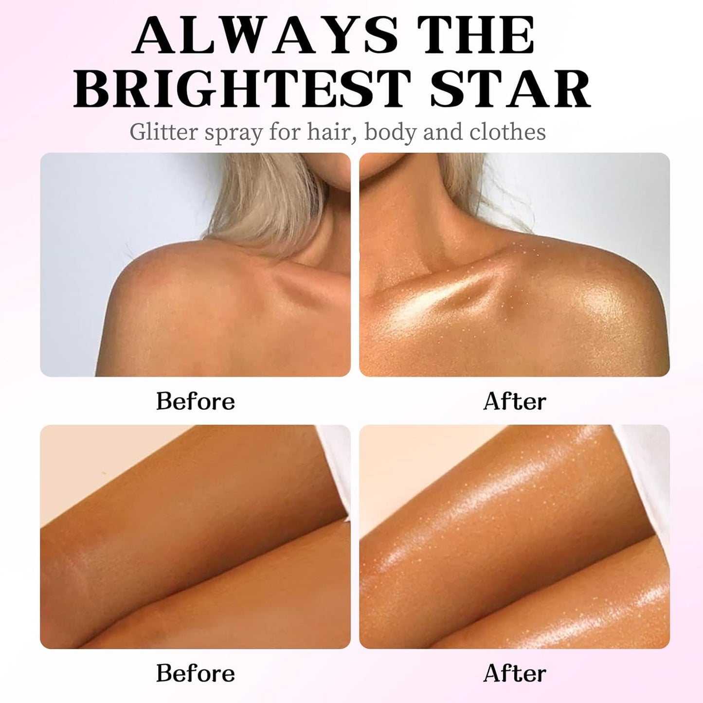 Glitter Spray for Hair and Body, Glitter Body Spray, Quick-Drying Waterproofing Body Shimmer Suitable for Festival Rave，Halloween, Christmas