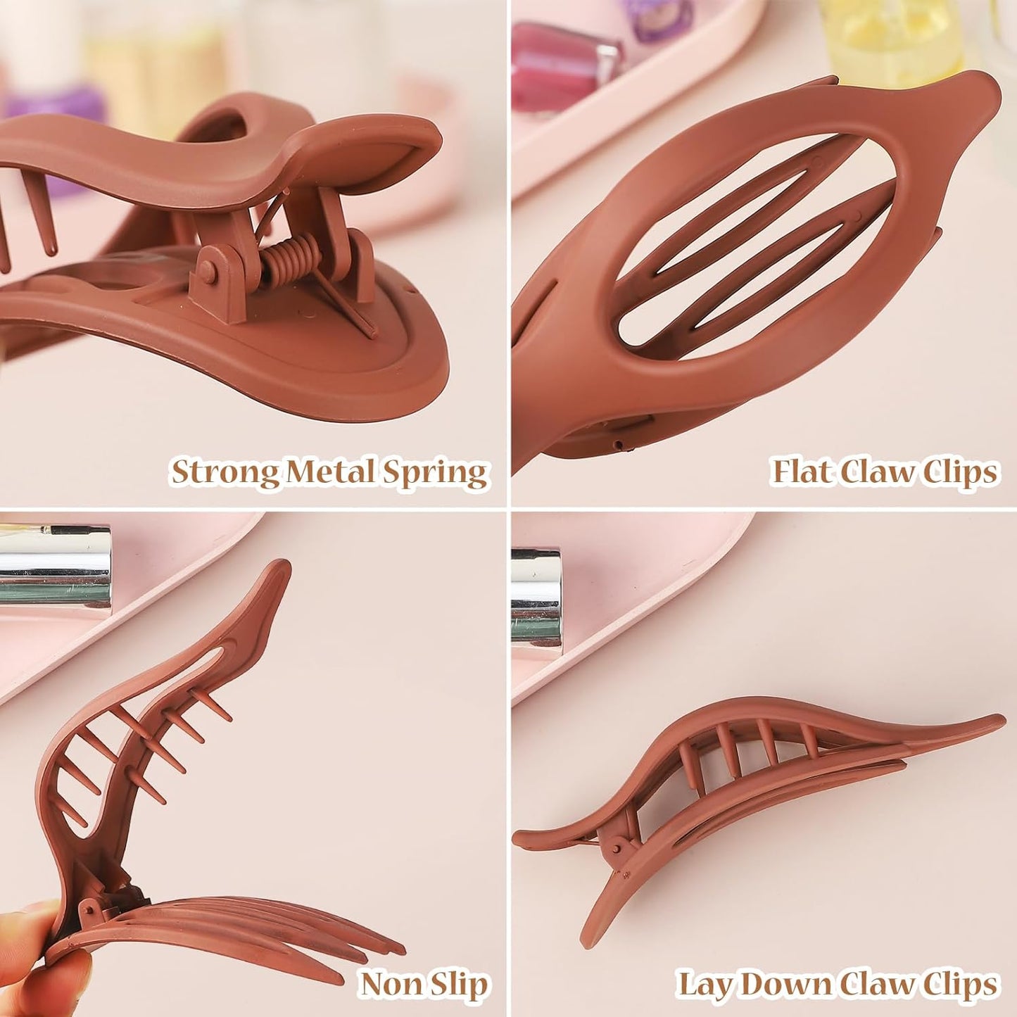 Flat Hair Clip 6 pcs Lay Down Claw Clips Hair Accessories for Women -Basic