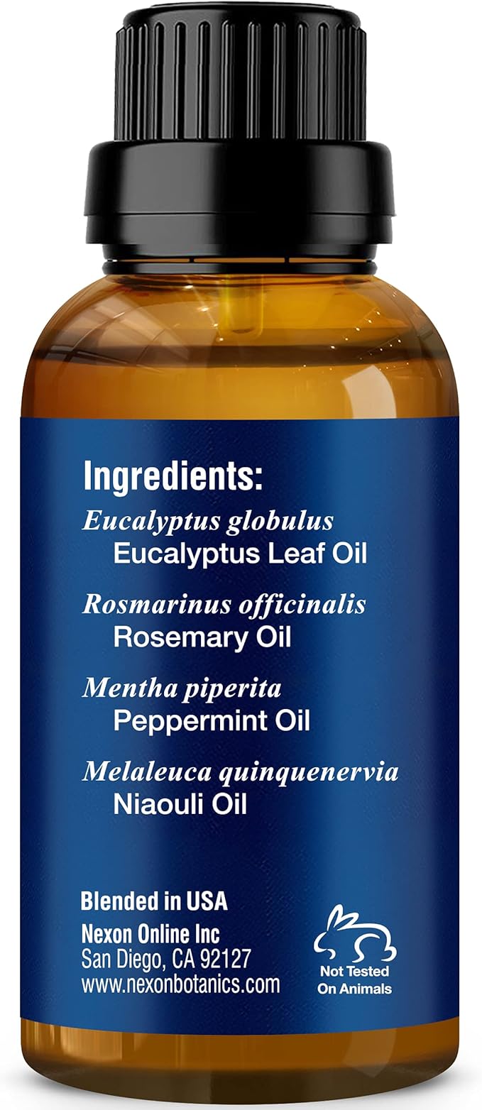 Breathe Essential Oil Blend 30 ml - Breath Sinus Relief with Menthol Oils - for Humidifiers, Diffusers, and Aromatherapy - Nexon Botanics