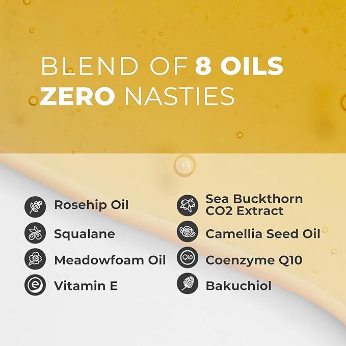 SuperRenew Organic Face Oil | Hydrating Facial Skin Care Products with Bakuchiol, Sea Buckthorn, CoQ10, Squalane | Face Care Moisturizer for Dry Skin, Anti-Aging Oil for Women’s Night Routine (35ml)