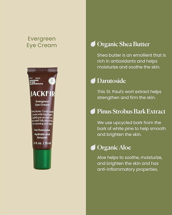 The Evergreen Eye Cream, Natural Eye Cream for Men, Helps Reduce Puffiness and Brighten Under Eye Dark Circles, EWG Verified, Organic Ingredients, For All Skin Types, 0.5 Fl Oz