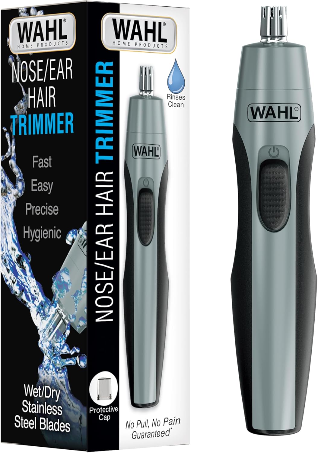 Wahl Clipper Battery Operated, Precision Ear and Nose Hair Trimmer for Men, Hygienic Nose Trimmer with Rinseable Blade for Easy Cleaning, Perfect for Travel – Model 3026462