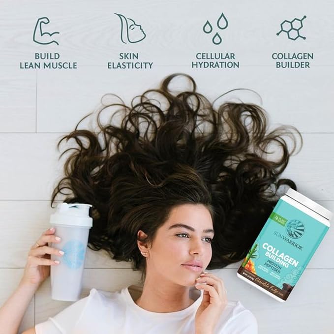 Sunwarrior Collagen Peptide Building Powder Plant-Based | Vanilla Flavored, 40 Servings & Vegan Protein Powder USDA Organic | Vanilla Flavored, 45 Servings