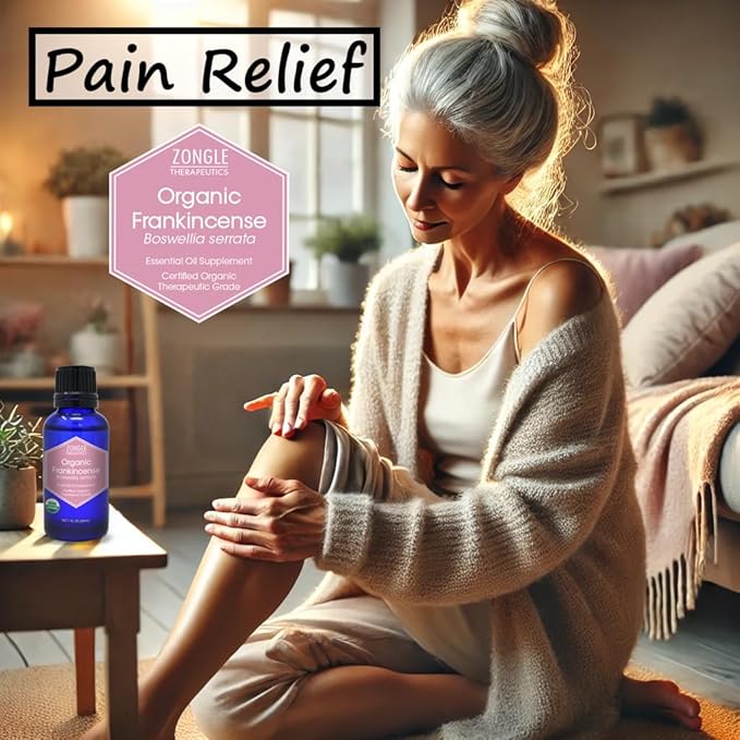 Organic, Frankincense Essential Oil, Food Grade, for Face, Pain Relief – 100% Pure, Frankincense, Resin, Oil, Boswellia Serrata, Edible, by Zongle Therapeutics, 1 OZ