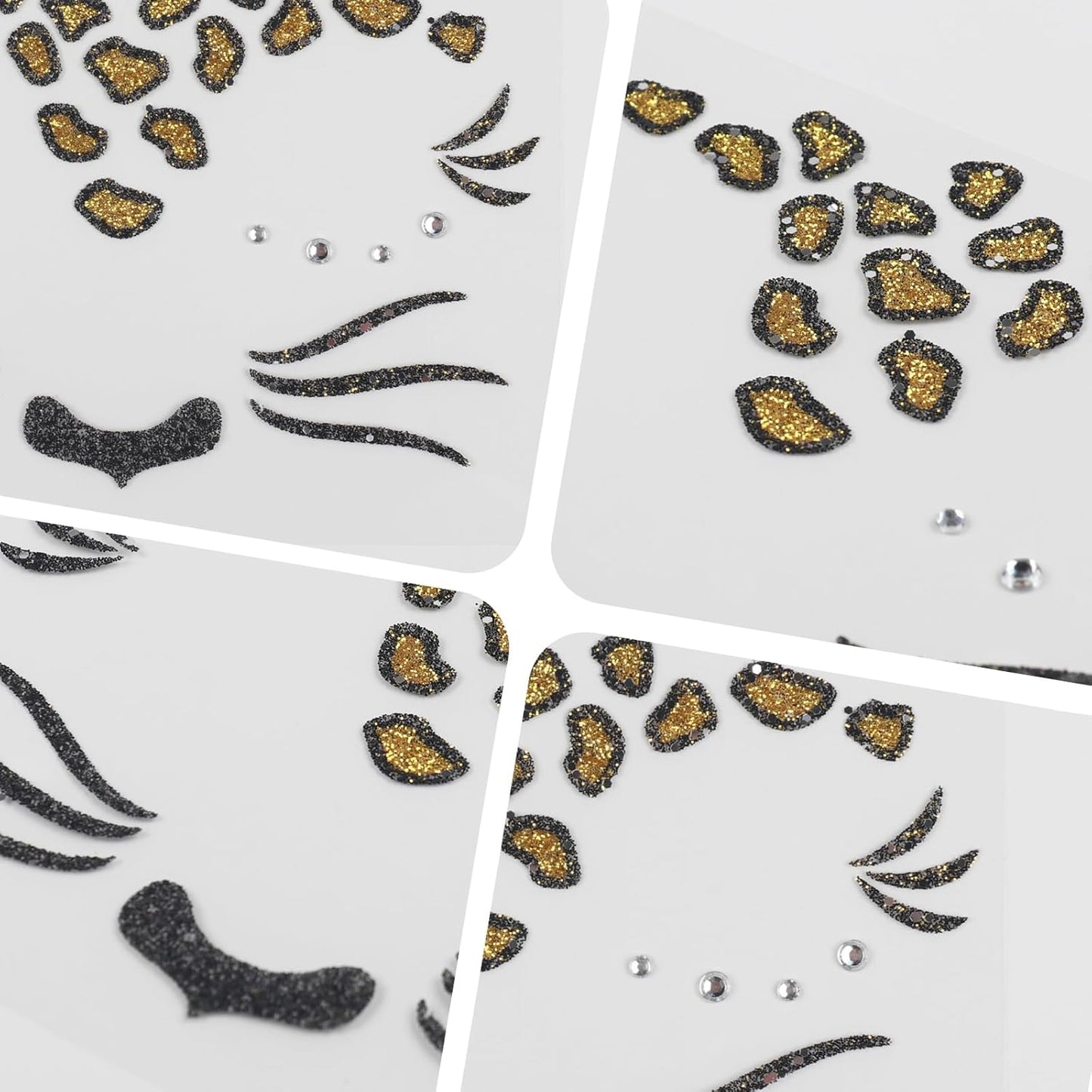 Halloween Face Tattoo Stickers Leopard Cheetah Spider Animal Face Gems Stickers Decals Makeup Accessories