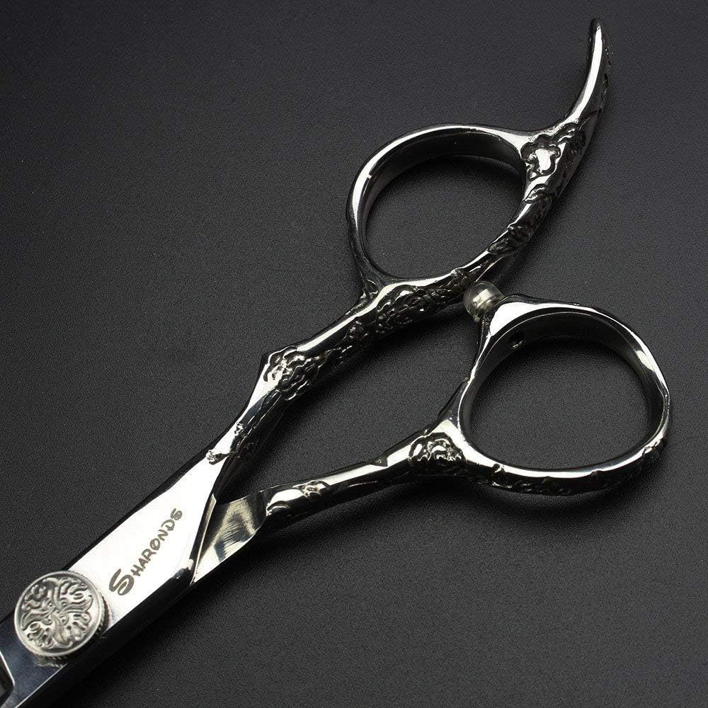 6/7/8-Inch Professional Hair Scissors Haircut Rose Pattern Hair Scissors Styling Tools Japanese Stainless Steel Scissor Set (6-in thinning scissors)