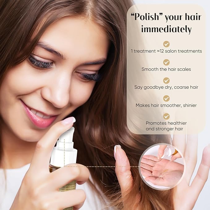 Olive Oil Serum for Frizz Control, Hair Repair Serum,24K Gold Argan Oil Coconut Oil Olive Oil and Vitamin E for Split Ends Hair Treatment, Add Shine, 3 Pack