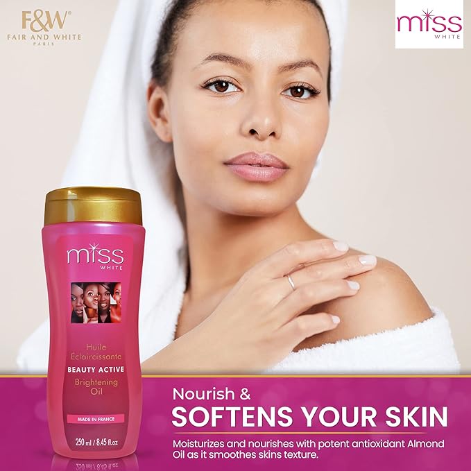 FAIR & WHITE Miss White Brightening Oil 250ml - Skin Brightening Properties, with Almond Oil