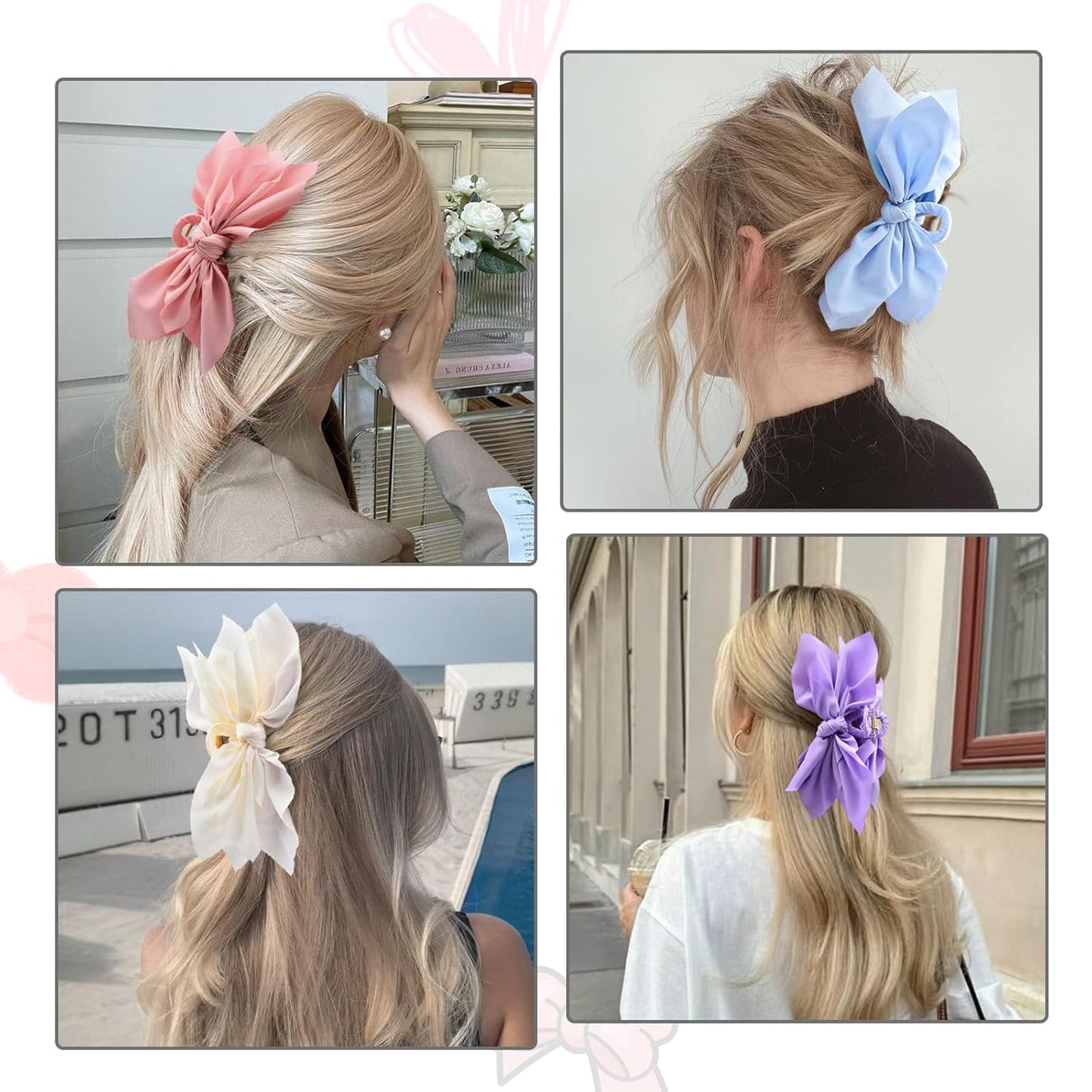 Bow Claw Clips Bow Hair Clips 4PC Big Hair Bows for Women Butterfly Styling Large Hair Clips for Thick Hair for Girls Hair Accessories for Teen
