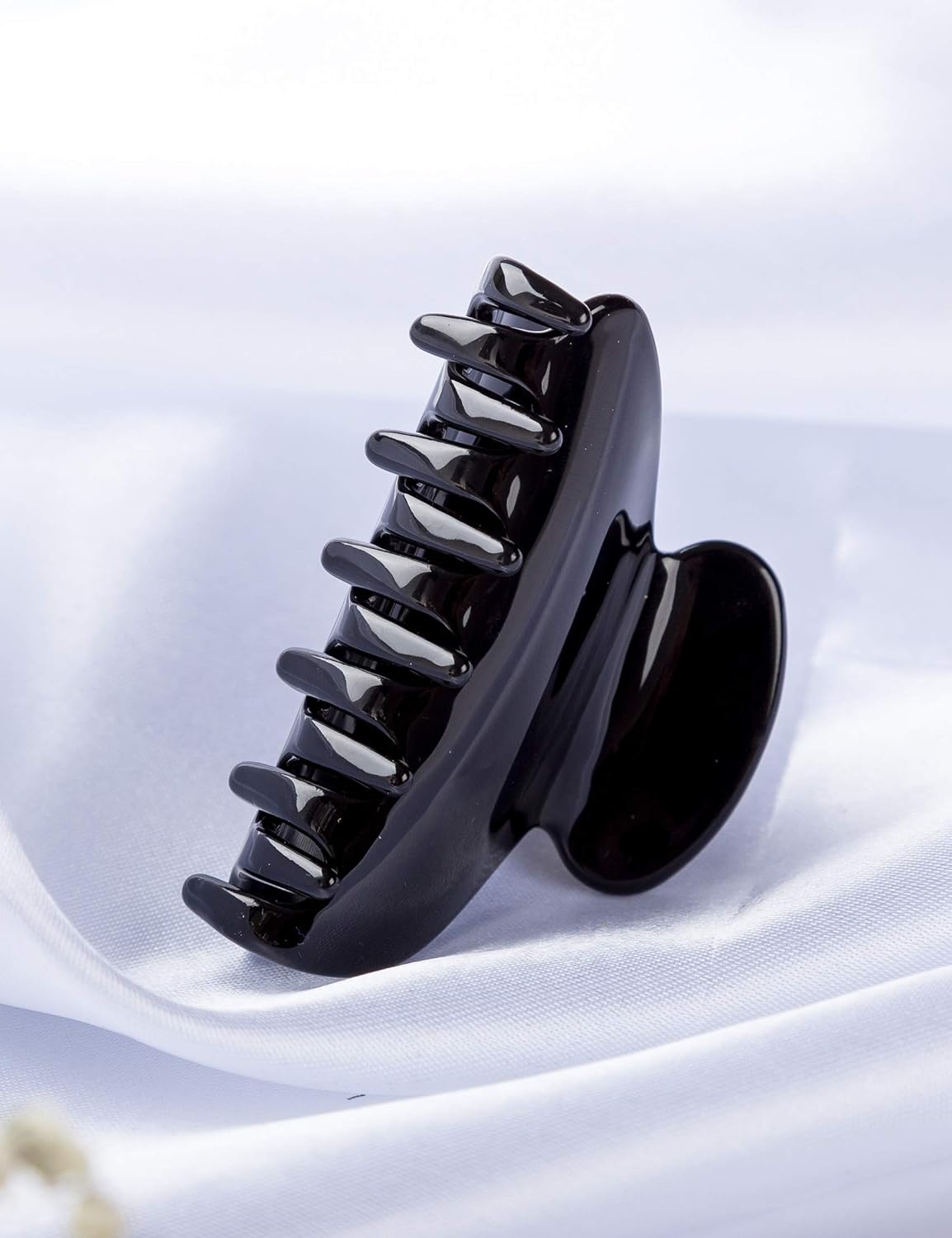 Handmade Celluloid Acetate French Design Barrettes Tortoise Shell Claws Hair Claw Luxury Fashion Accessories Hair Clip for Women (Classic black)