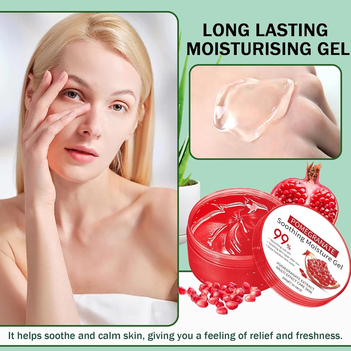 Moisturizing Gel for Face & Body,Non-sticky Gel After Sun Aloe Lotion Skin Care,Fast Absorbing Long Lasting Refreshing Hydrating Face Moisturizer for All Skin Types F