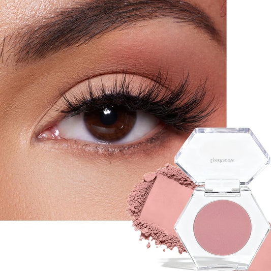 Mauve Pink Matte Eyeshadow, Velvet Eye Shadow Pressed Powder Makeup Smokey Eye Eyeshadow Palette High Pigment Long Lasting Blendable Compact Mini Monochrome Eyeshadow, #18