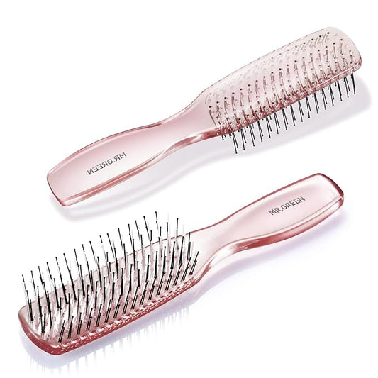 MR.GREEN Hair Brush Crystal Scalp Massage Combs Volumizing Hair Styling Fine Tooth Detangling Tool For Long Wet Dry Hair Women Gift (Pink, Small)