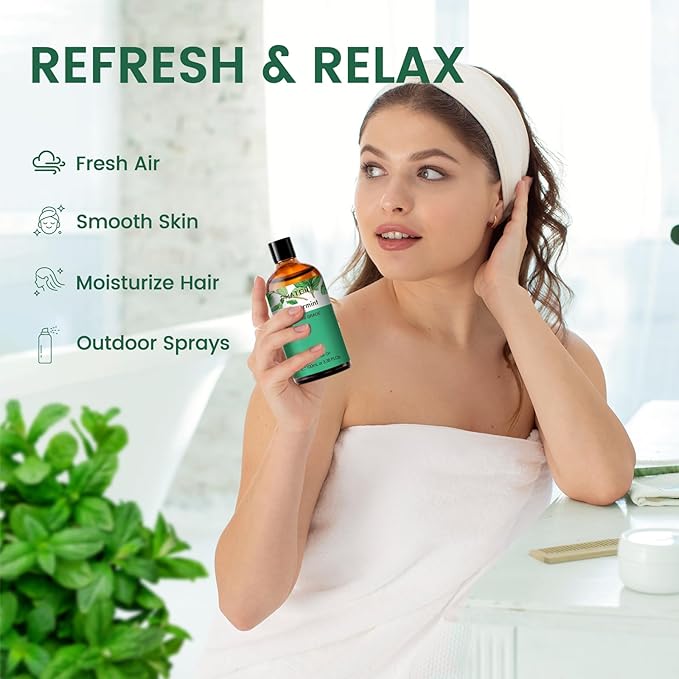 Peppermint Essential Oil, Huge 3.38 Fl Oz Pure and Natural, Premium Grade Essential Oil for Diffuser and Aromatherapy