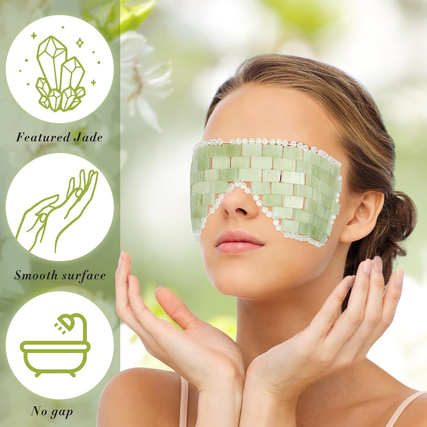 Hercicy 1 Pcs Jade Eye Mask Green Jade Stone Facial Cooling Mask for Alleviate Puffiness Face Massage Relax Eyes Relieve Migraine Meditation Beauty (Green)