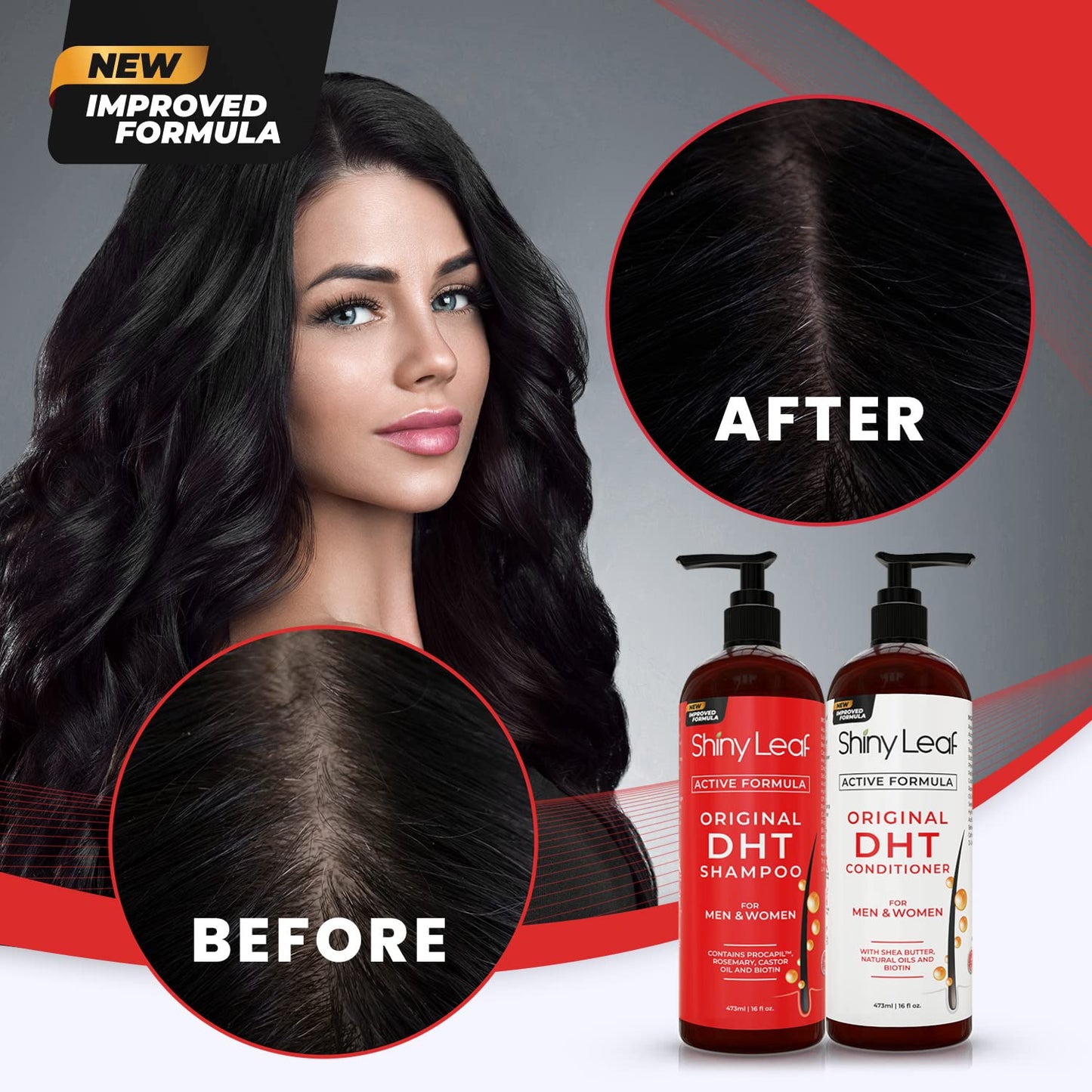 DHT Blocker Shampoo and Conditioner - For Women And Men, Made In USA, Anti-Hair Loss Treatment, With Biotin, Castor Oil, Rosemary Oil and Procapil, For Thinning Hair And Hair Loss