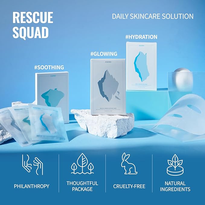 ASNO Rescue Healthy Looking Glow Sheet Mask 5ea, Bridal Glass Skin Facial Mask for Sensitive Skin, Nourishing, Glowing, Hydrating, Milk Thistle + Naicinamide + Paeonia Suffruticosa, Korean Skin Care