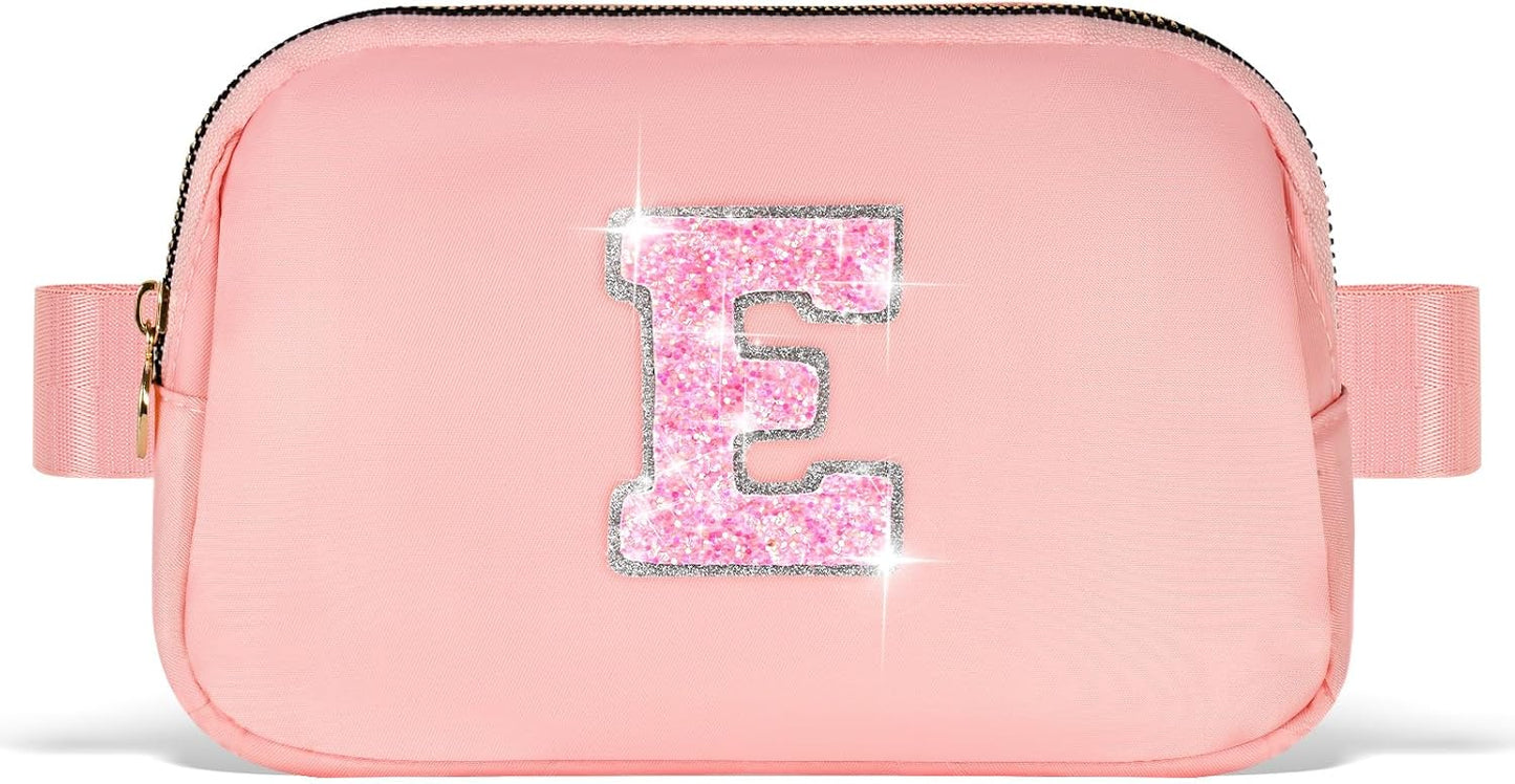 Party Favors for Kids 8-12 4-8, Gift Bags for Girls Teens, Accessories, Belt Waist Packs Fanny Pack Crossbody for Women | Peach, Initial E