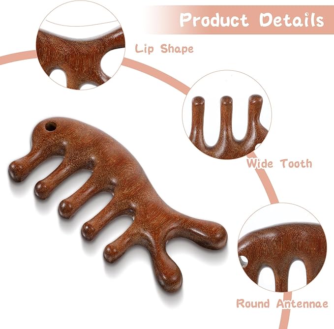 Wooden Scalp Massager, Hair Growth Comb for Scalp Gua Sha, Wood Head Massager with Wide Tooth for Hair Care, Wooden Scalp Comb Loc Comb for Women Men, Handmade Head Massage Tool