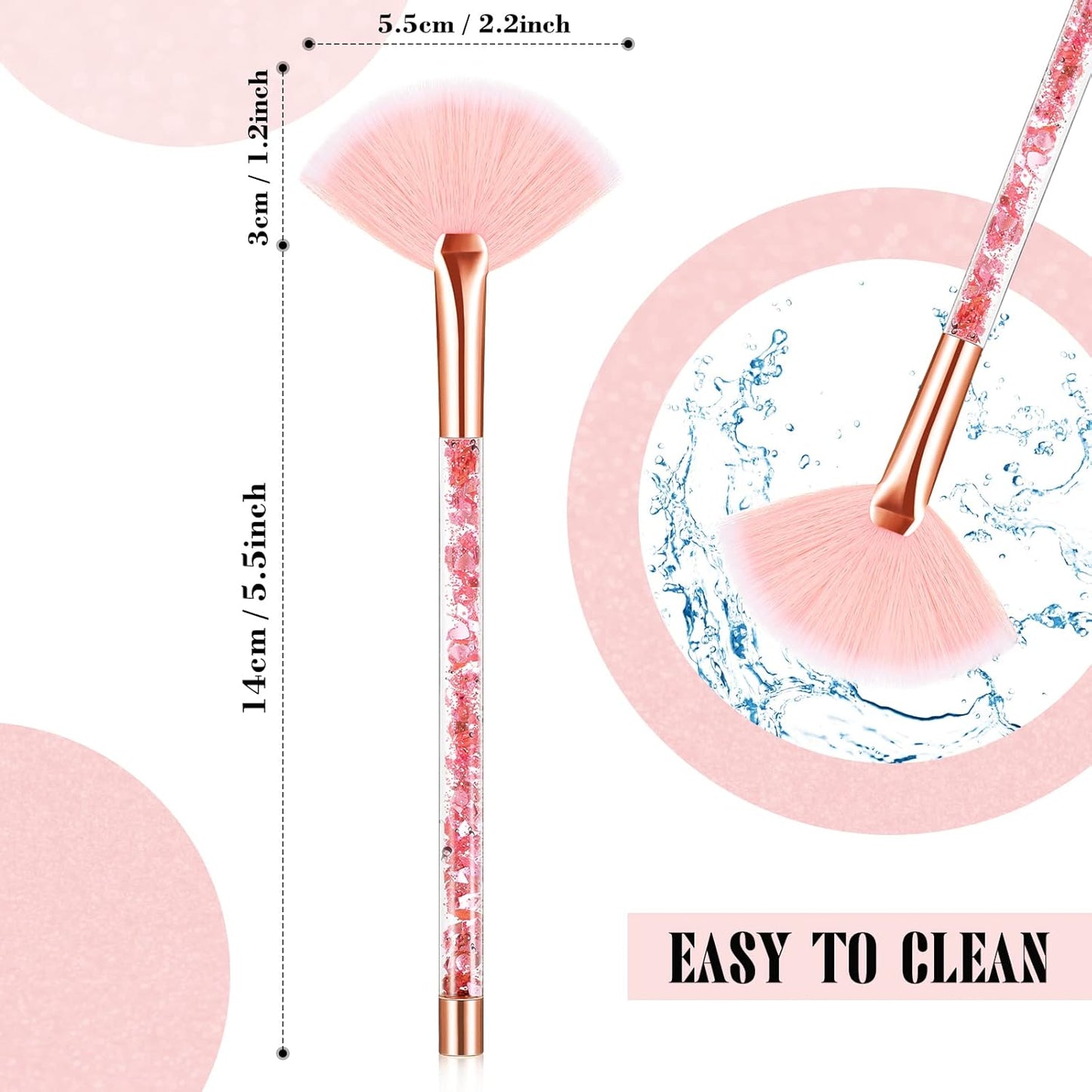 Nuenen 12 Pcs Soft Fan Facial Brushes Mask Acid Applicator Brush for Mud Cream Blush Makeup Peel Glycolic Multi Use Cosmetic Tools with Glitter Quicksand Handle and Pouch(Colorful)