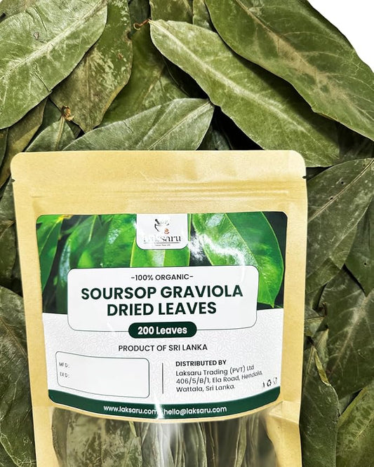 Laksaru Dried Soursop Leaves – 300+ Leaves – Premium Graviola Guanabana Leaves –Handpicked, Sun-Dried – Herbal Tea for Relaxation and Wellness – Product of Sri Lanka