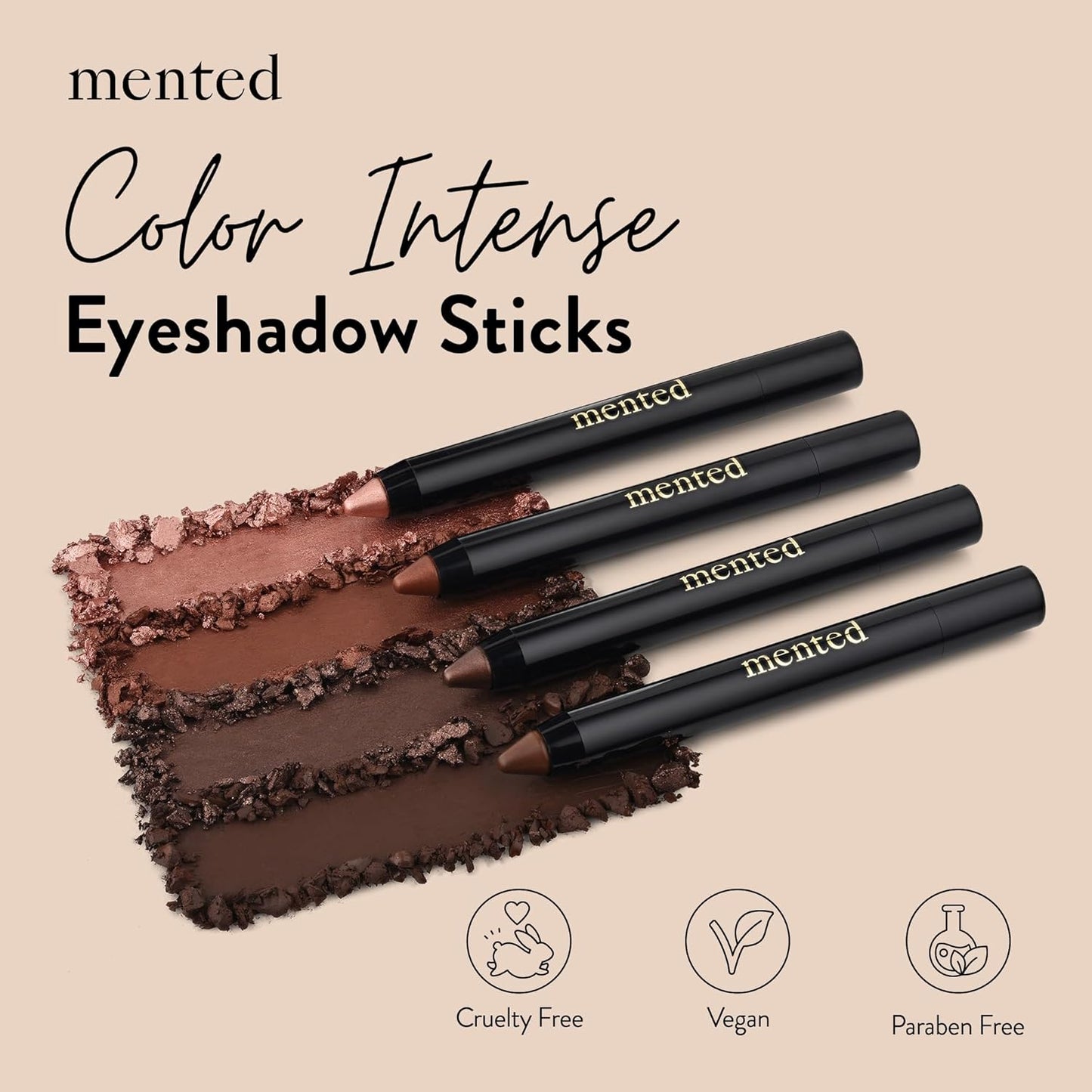 Mented Cosmetics Color Intense Eye Shadow Sticks, Cream Eyeshadow Stick Crayon, Easy-to-Apply Eyeshadow Pencils, Waterproof + Crease Proof Eye shadow Make Up, 0.05oz, Rosey Posey