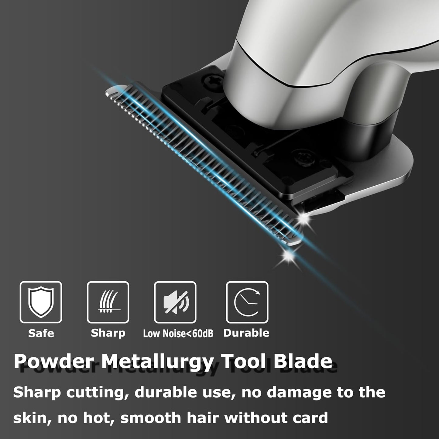 KEMEI 2293 Professional Hair/Beard Trimmer for Men Zero Gapped Hair Clippers for Barber with T Blade, Cordless Rechargeable, Silvery