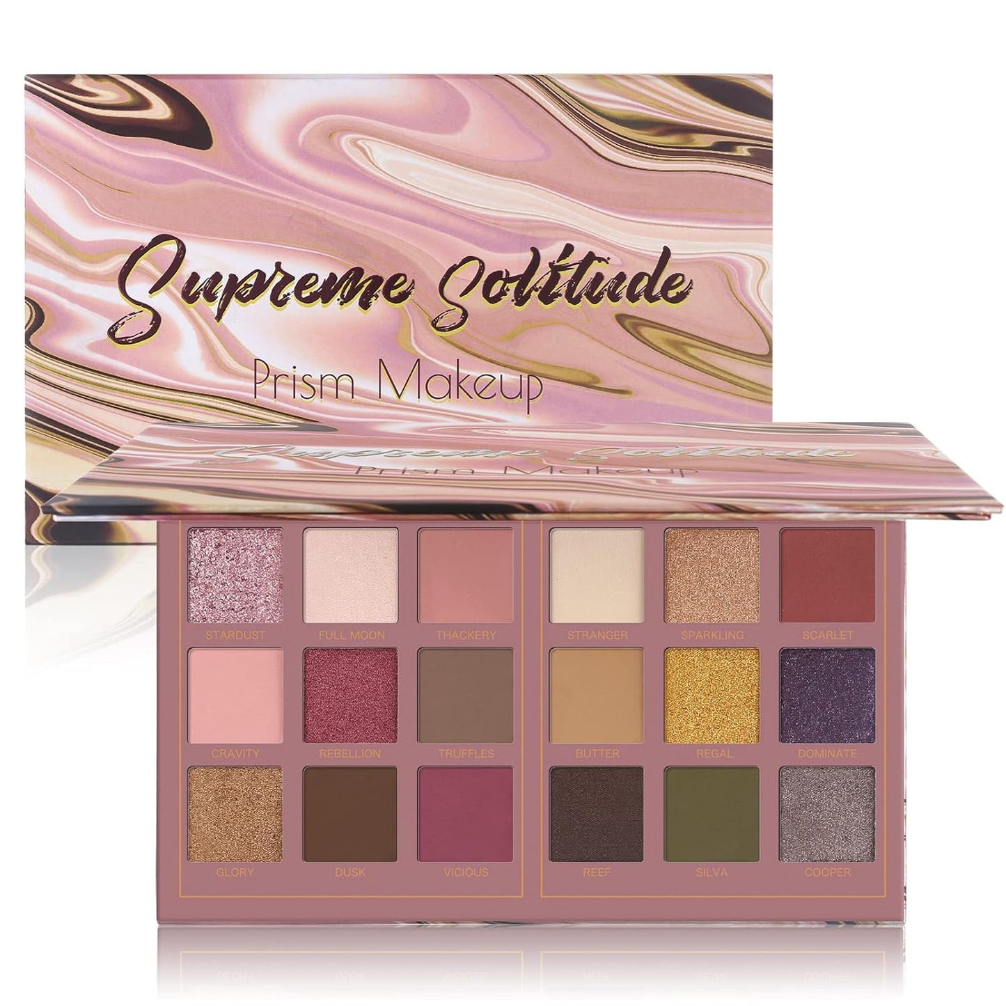 Prism Makeup Matte Eyeshadow Palette Pro 18 Colors Pigmented Shimmer Glitter Eye Shadow Palette, Blendable Long Lasting Waterproof Makeup Cosmetics Halloween Makeup Kit (04# Solitude)