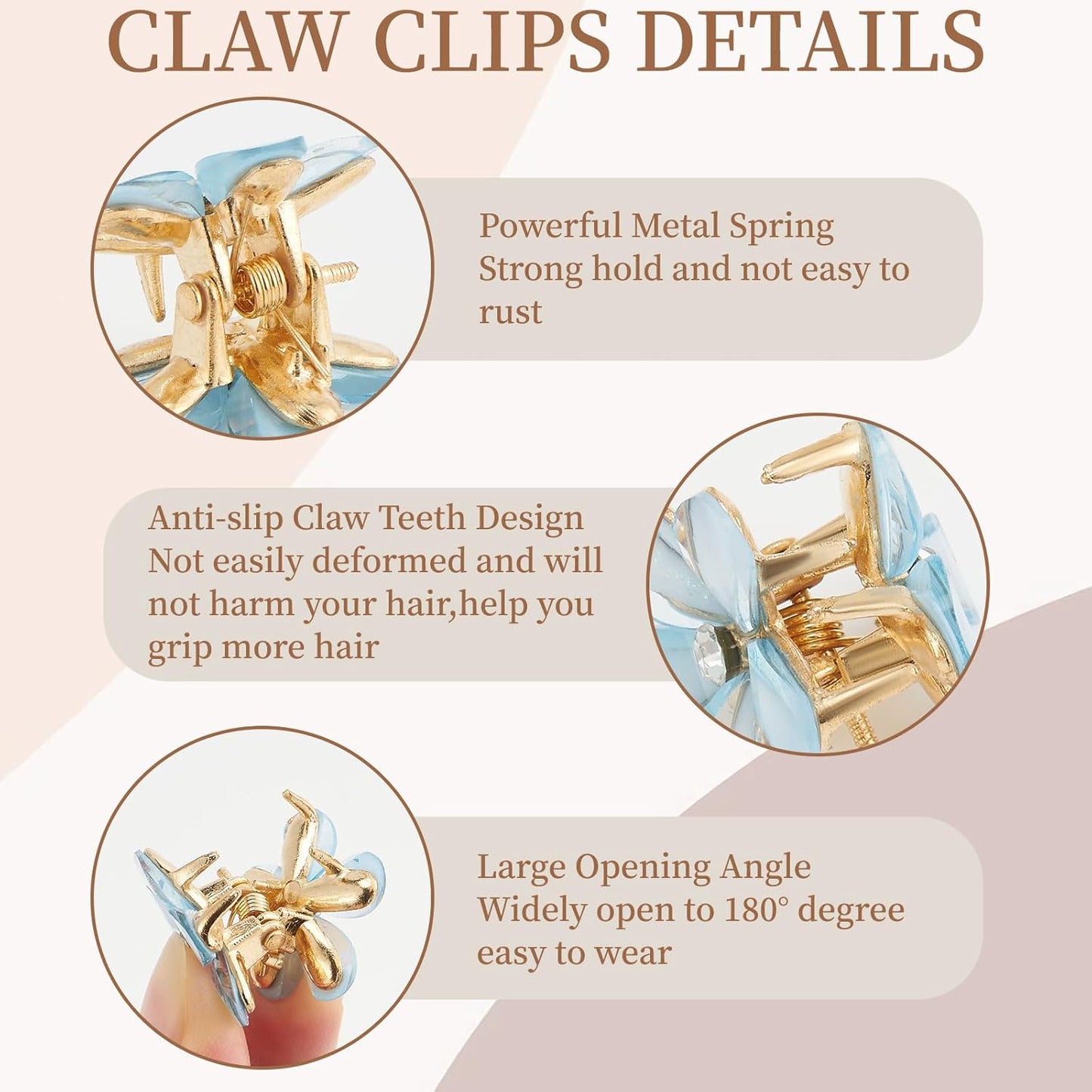 Small Flower Hair Clips for Women 16PCS Colourful Mini Crystal Flower Claw Clips for Thin/Thick Curly Hair Non Slip Bangs Pins(16PCS-Style 7)