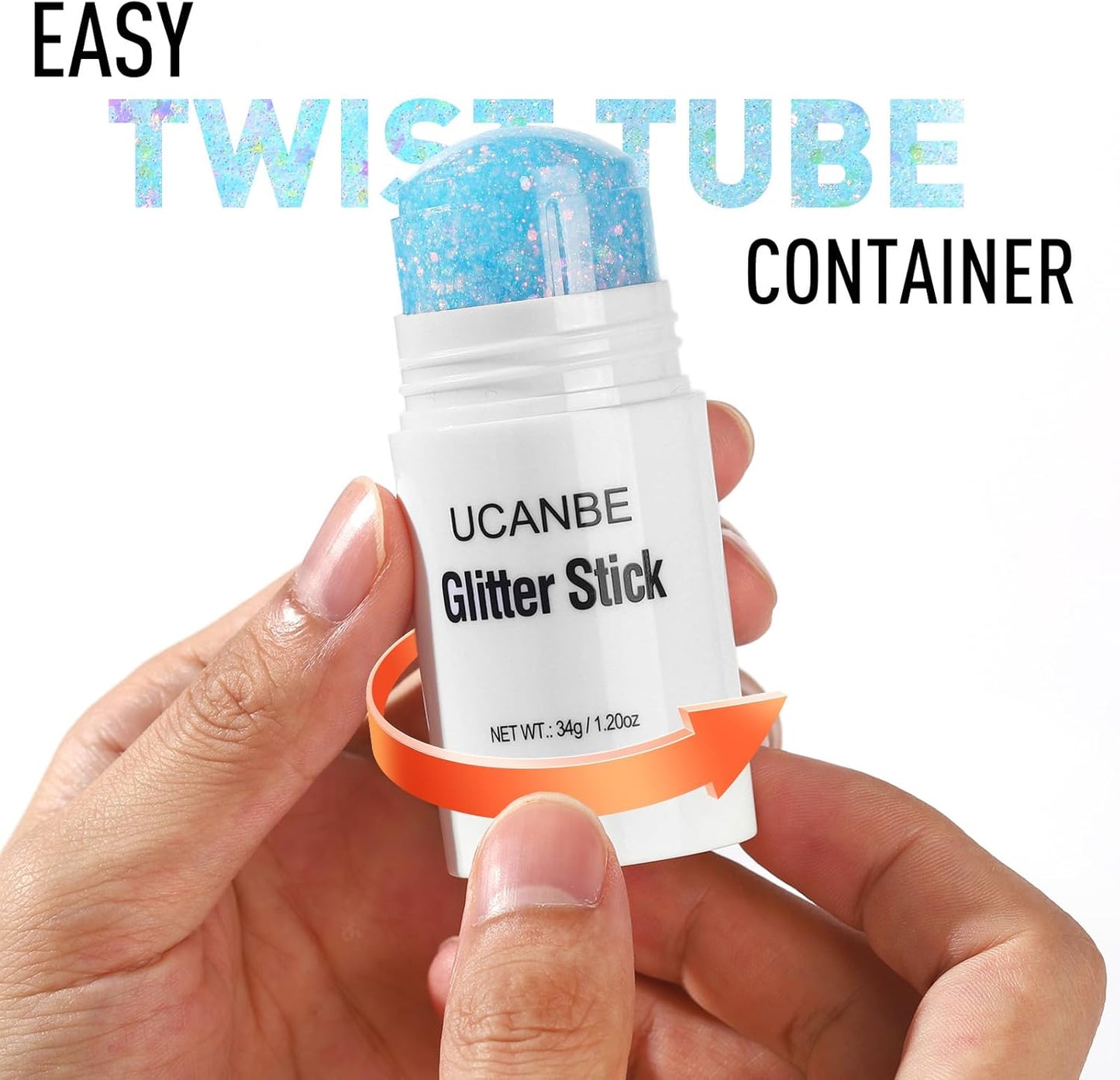 UCANBE Blue Body Glitter Stick for Singer Concerts Music Festivals, Face Glitter Makeup for Face Body Hair Eyes & Lips, Chunky Glitter Sparkling Mermaid Sequins for Women 1.2OZ