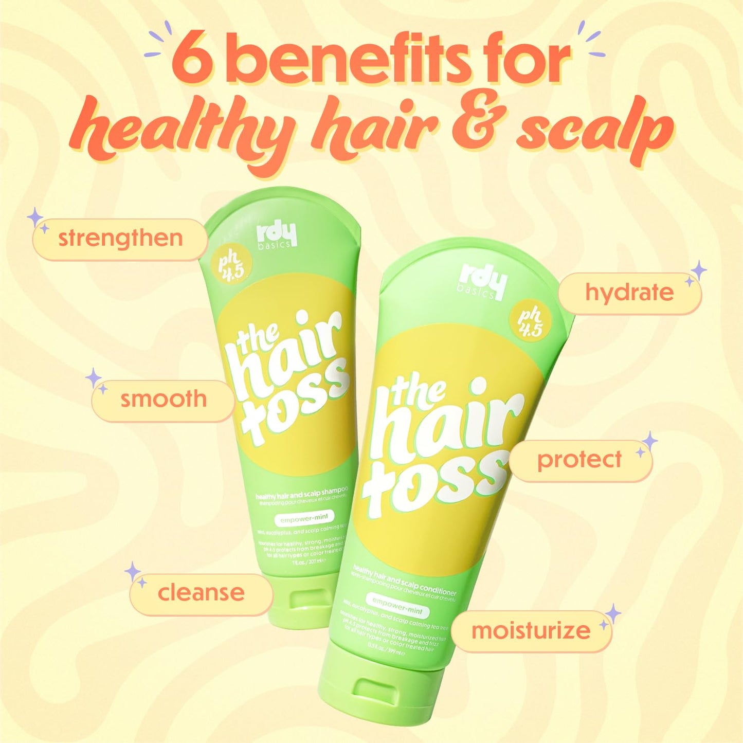 The Hair Toss Men & Women Shampoo And Conditioner Set 13.5floz/7floz - Mint - Formulated 4.5pH Moisturizing Paraben and Sulfate Free Shampoo and Conditioner Set, Hair Care Sets