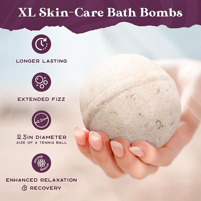 Purple Canyon Glowing Goat Natural Bath Bombs | Skin Moisturizing Goat Milk with Pink Calamine Clay for Sensitive Skin | Fragrance Free Handmade Bath Bombs for Skin Care