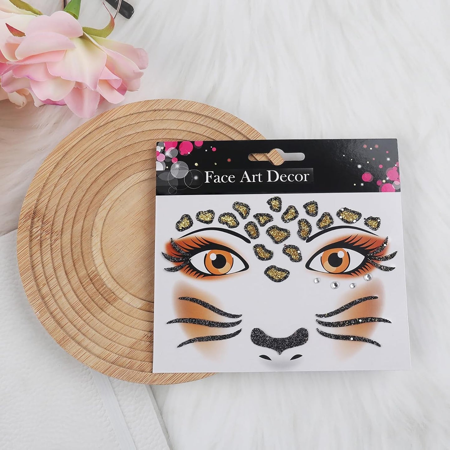 Halloween Face Tattoo Stickers Leopard Cheetah Spider Animal Face Gems Stickers Decals Makeup Accessories