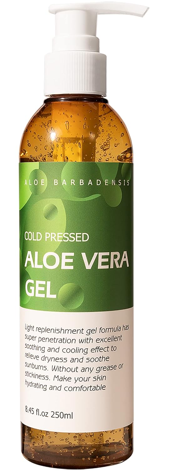 benatu Aloe Vera Gel for Face and Hair, 100% Pure Cold Pressed, Natural Facial Moisturizer for Sunburn Relief, Ance, Skin Care (8.8 fl oz)