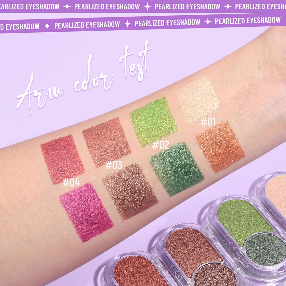 Dual-Color Pearl Eyeshadow Palette – High Pigment Shimmer Eyeshadow Duo, Grass Green & Green Shimmer Eye shadow , Silky Blendable Texture, Waterproof Long-Lasting Eye Makeup for Daily & Glam Looks 02#