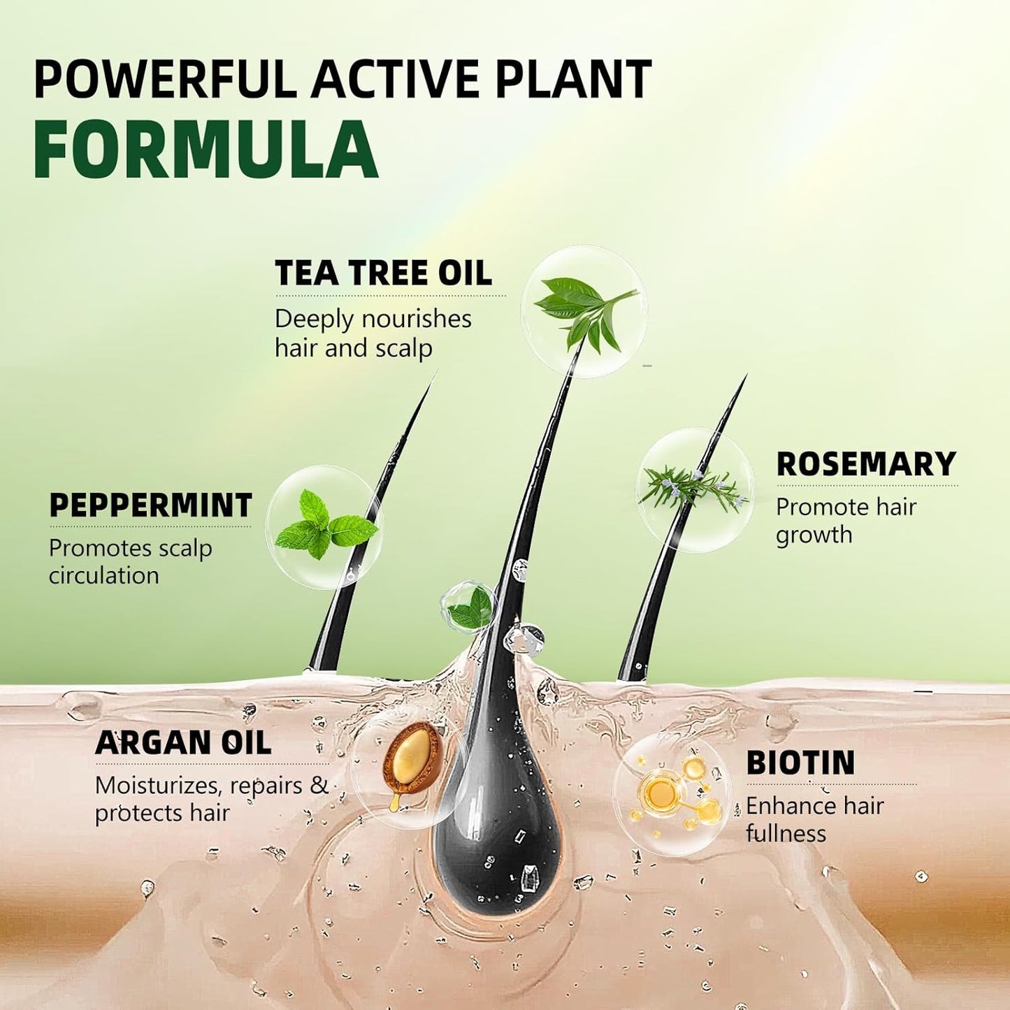 Rosemary Shampoo for Hair Growth: Thickening & Regrowth Shampoo with Tea Tree Oil Mint Biotin for Anti-Hair Loss & Thinning Hair for Women & Men - Strengthening Plant Formula, Sulfate Free