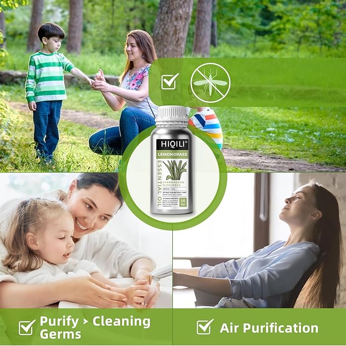 HIQILI 16 Fl Oz Lemongrass Essential Oil, 100% Pure Natural Undiluted for Diffuser, Hair