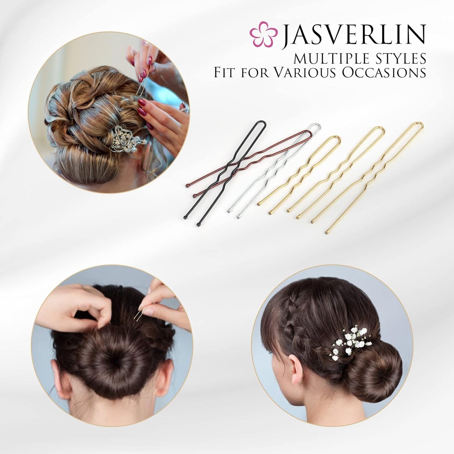 Blonde U Shaped Hair Pin for Buns, Gold Large Mini U Bobby Pins for Women Girls Updo Wedding Hairstyles Accessories Size Assortment 150pcs