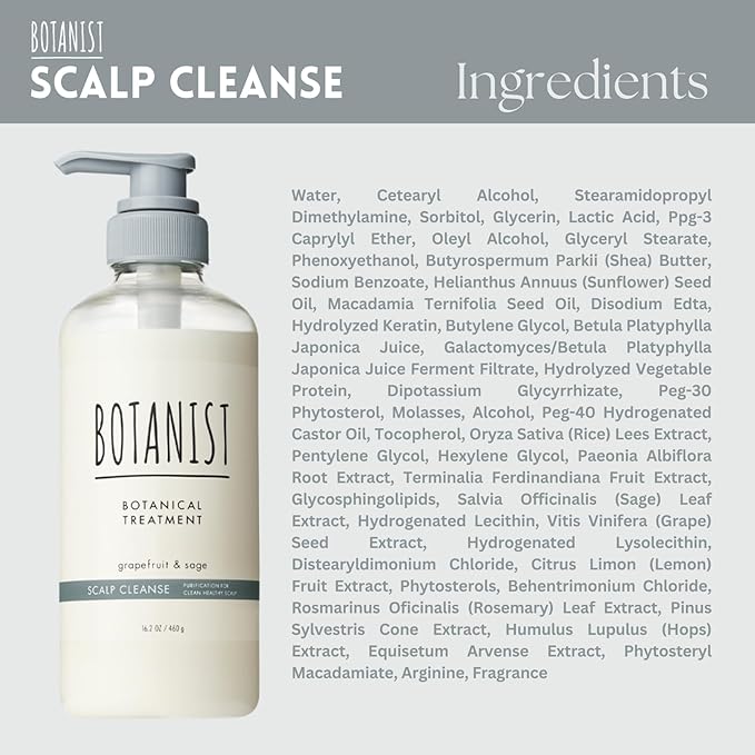 Organic Hair Conditioner for Dry & Inchy Scalp Women & Men, Keratin Treatment with Natural Macadamia Nut Oil& Rosemary Extract from Japan, Sulfate & Paraben Free, GRAPEFRUIT& SAGE, 16.2 Fl Oz