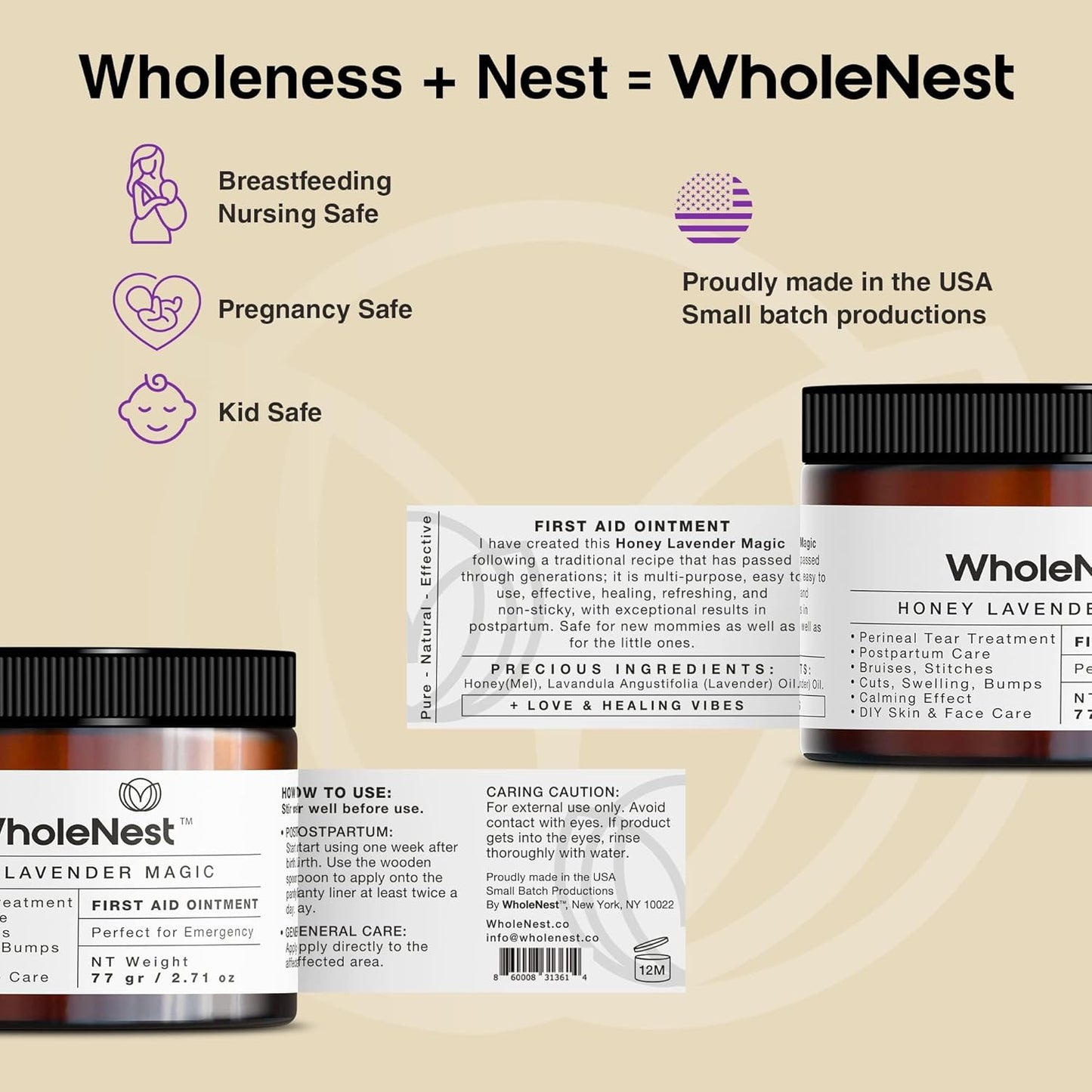 Perineal Tear Recovery Kit – All-Natural Wonder Spray & Honey Lavender Balm – Soothing Relief for Postpartum Stitches, Perineal Tears, C-Section Scars, Cuts, Burns, & Stress Recovery